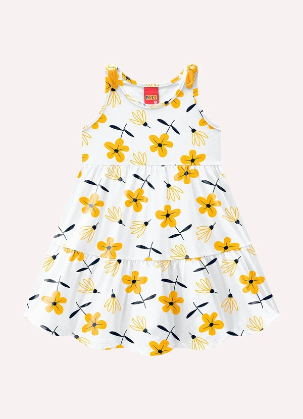Kyly - Vestido Infantil Menina Flores Branco 2