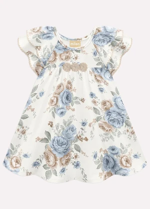 Milon - Vestido Infantil Menina Flores Branco - MILON