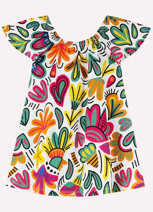 Nanai - Vestido Infantil Menina Flores Branco - NANAI