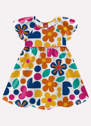Kyly - Vestido Infantil Menina Flores Branco - KYLY