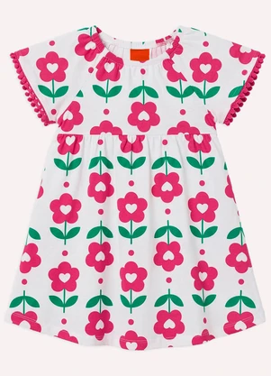 Kyly - Vestido Infantil Menina Flores Branco - KYLY