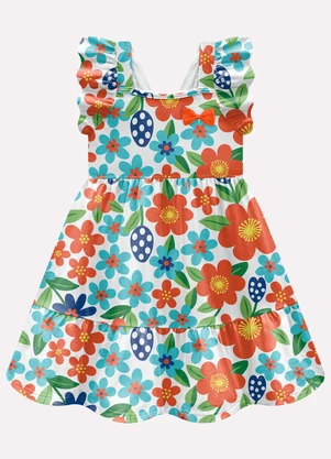 Kyly - Vestido Infantil Menina Flores Branco - KYLY