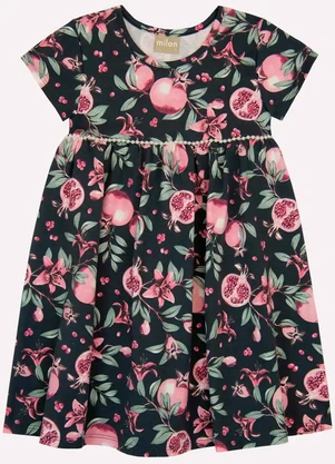 Milon - Vestido Infantil Menina Flores Cinza - MILON