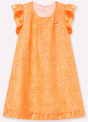 Milon - Vestido Infantil Menina Flores Laranja - MILON
