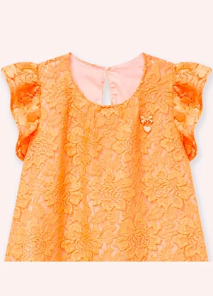 Milon - Vestido Infantil Menina Flores Laranja - MILON