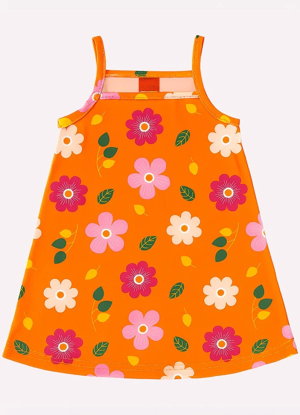 Kyly - Vestido Infantil Menina Flores Laranja