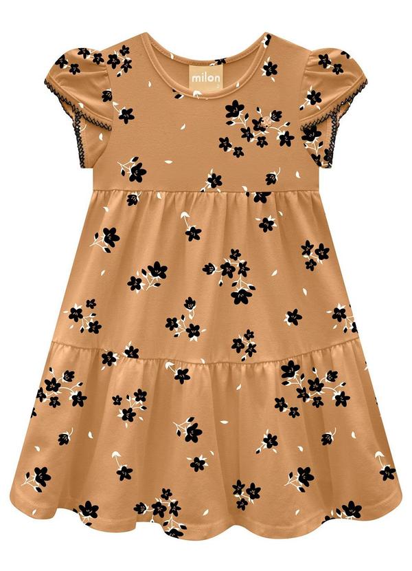 Milon - Vestido Infantil Menina Flores Marrom 2