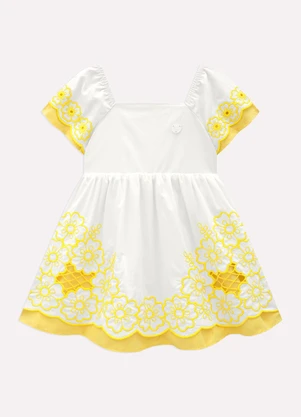 Vestido Infantil Menina Flores Milon (Bege) - MILON
