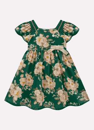 Vestido Infantil Menina Flores Milon (Verde) - MILON