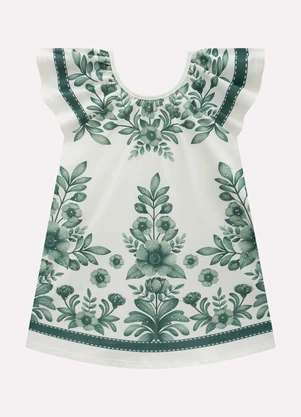 Vestido Infantil Menina Flores Milon (Verde) - MILON