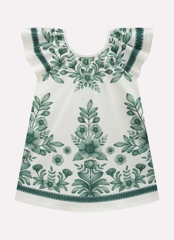 Milon - Vestido Infantil Menina Flores Milon Verde
