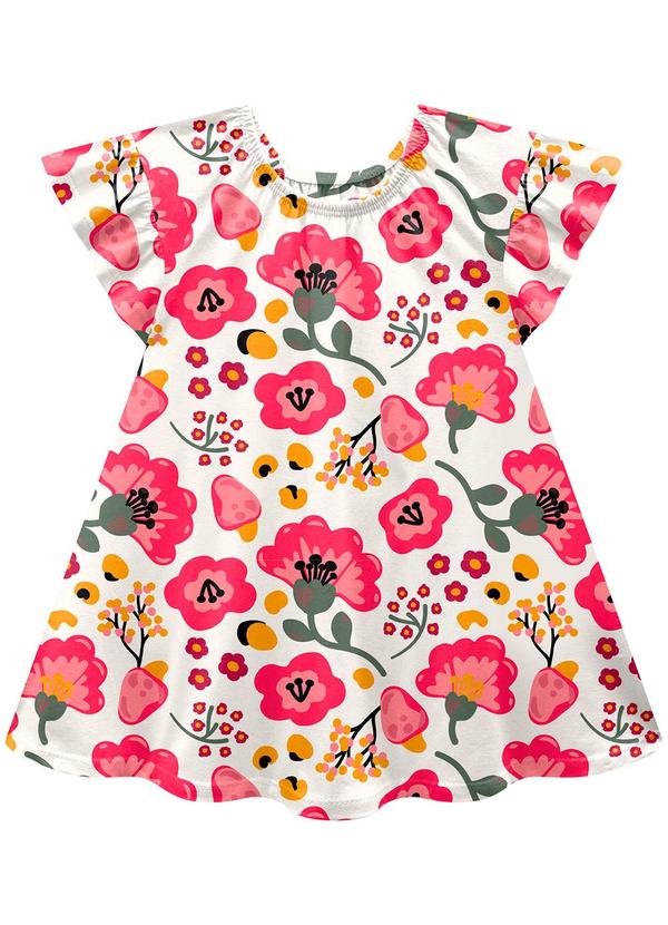 Nanai - Vestido Infantil Menina Flores Off White 1