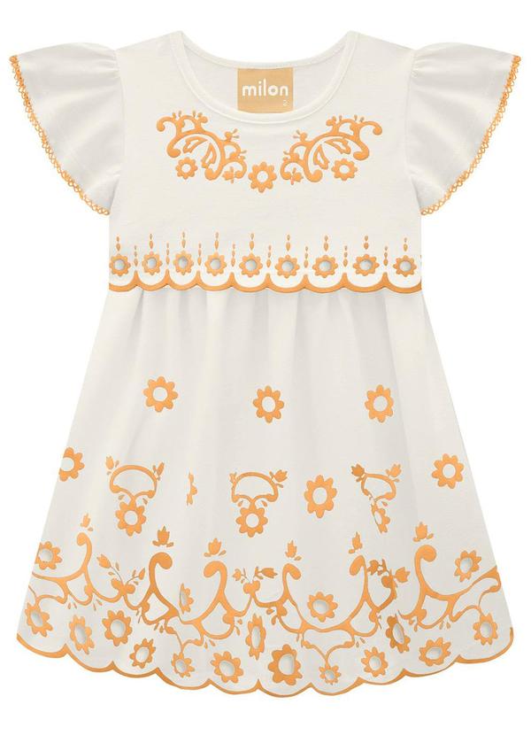 Milon - Vestido Infantil Menina Flores Off White 2