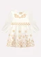 Milon - Vestido Infantil Menina Flores Verde - variação: Off White
