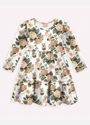 Milon - Vestido Infantil Menina Flores Off White - MILON
