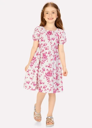 Milon - Vestido Infantil Menina Flores Off White - MILON