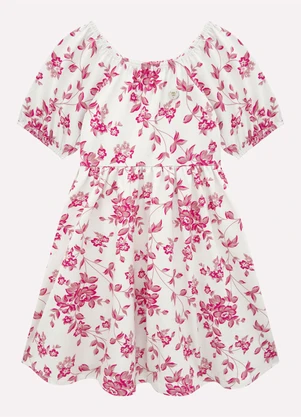 Milon - Vestido Infantil Menina Flores Off White - MILON
