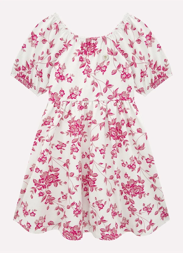 Milon - Vestido Infantil Menina Flores Off White 2