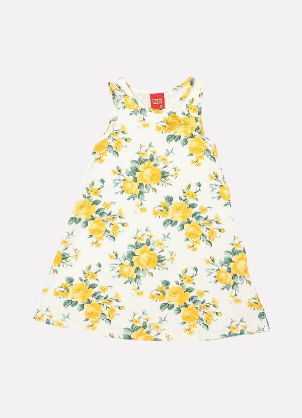 Kyly - Vestido Infantil Menina Flores Off White 1