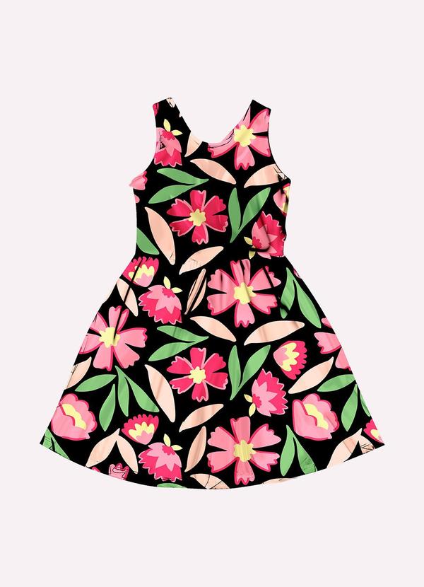 Kyly - Vestido Infantil Menina Flores Preto 2