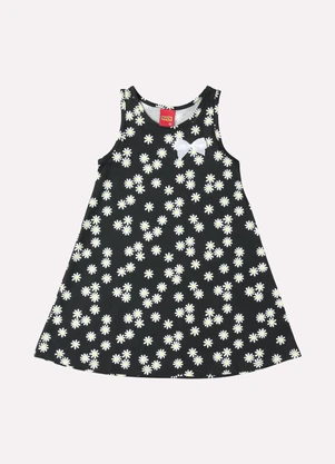 Kyly - Vestido Infantil Menina Flores Preto - KYLY