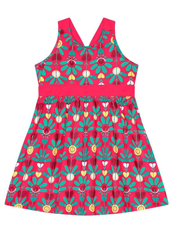Kyly - Vestido Infantil Menina Flores Rosa