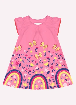 Kyly - Vestido Infantil Menina Flores Rosa - KYLY
