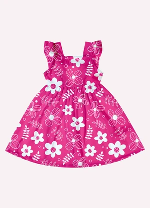 Kyly - Vestido Infantil Menina Flores Rosa - KYLY