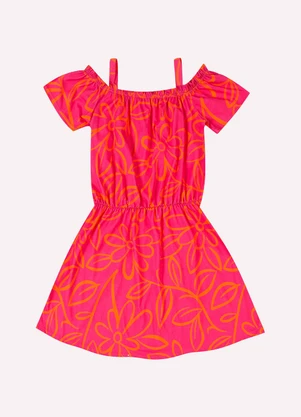 Kyly - Vestido Infantil Menina Flores Rosa - KYLY