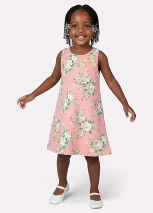 Kyly - Vestido Infantil Menina Flores Rosa - KYLY
