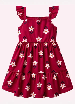Nanai - Vestido Infantil Menina Flores Rosa - NANAI