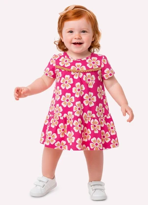Kyly - Vestido Infantil Menina Flores Rosa - KYLY