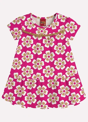 Kyly - Vestido Infantil Menina Flores Rosa - KYLY