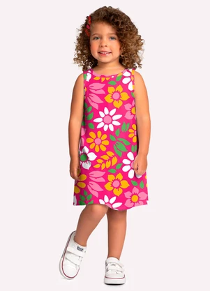 Kyly - Vestido Infantil Menina Flores Rosa - KYLY