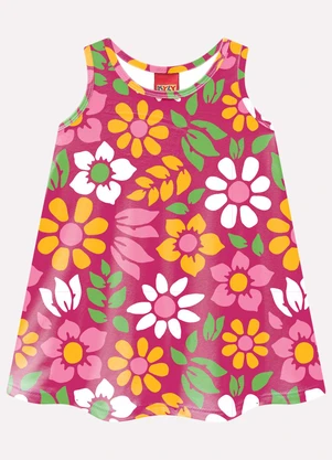 Kyly - Vestido Infantil Menina Flores Rosa - KYLY