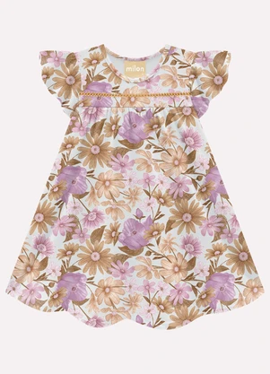 Milon - Vestido Infantil Menina Flores Roxo - MILON