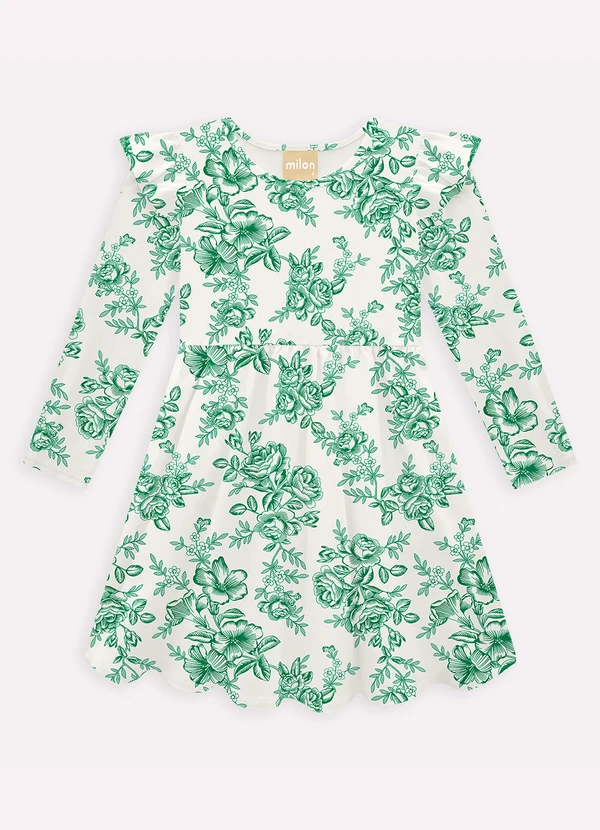 Milon - Vestido Infantil Menina Flores Verde 2