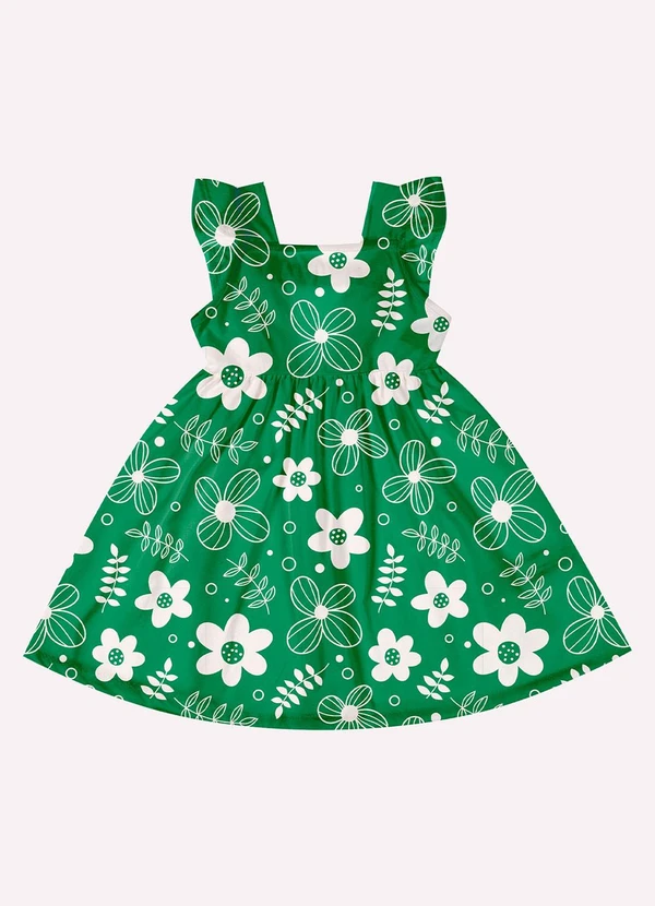 Kyly - Vestido Infantil Menina Flores Verde 5