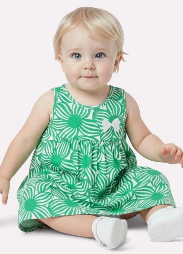 Kyly - Vestido Infantil Menina Flores Verde 1