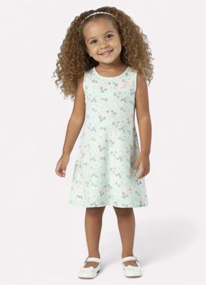 Kyly - Vestido Infantil Menina Flores Verde - KYLY