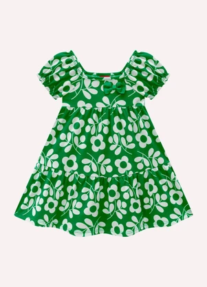 Kyly - Vestido Infantil Menina Flores Verde - KYLY
