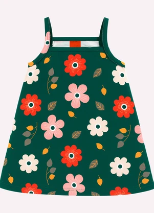Kyly - Vestido Infantil Menina Flores Verde - KYLY