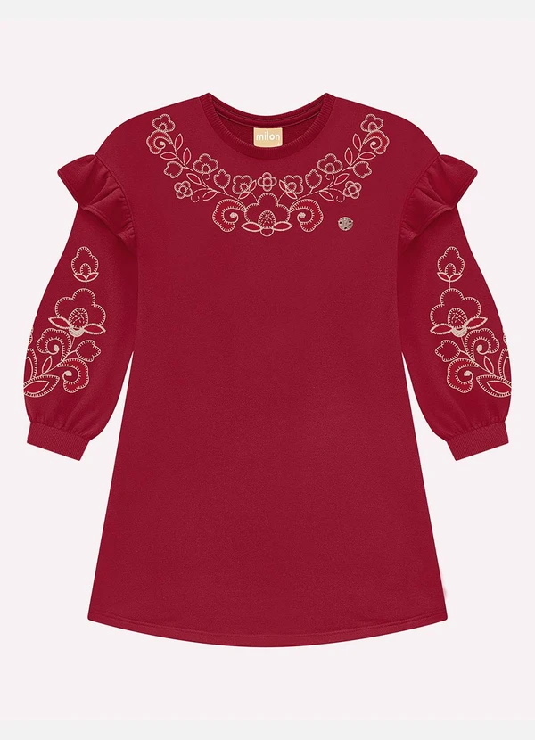 Milon - Vestido Infantil Menina Flores Vermelho