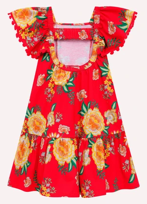 Nanai - Vestido Infantil Menina Flores Vermelho - NANAI