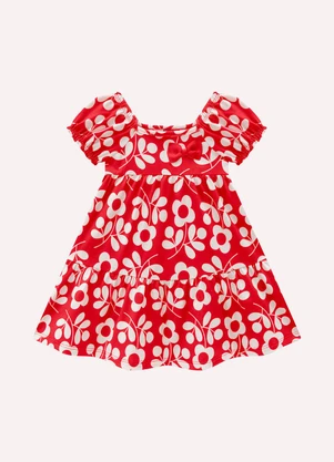 Kyly - Vestido Infantil Menina Flores Vermelho - KYLY