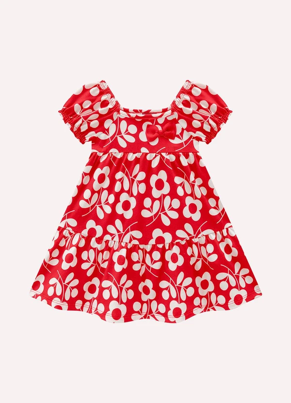 Kyly - Vestido Infantil Menina Flores Vermelho 2