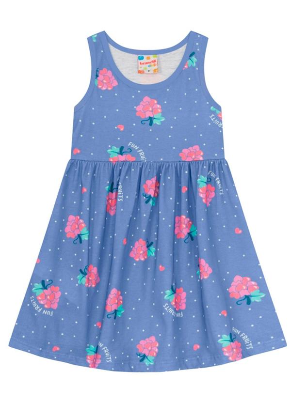 Brandili - Vestido Infantil Menina Florido Azul
