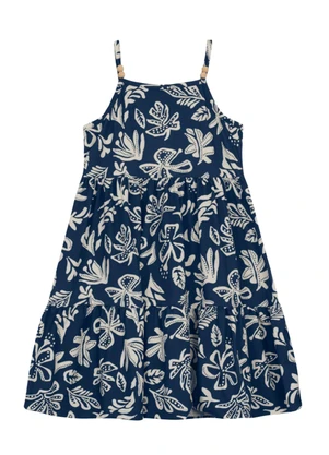 Brandili - Vestido Infantil Menina Florido Azul - BRANDILI