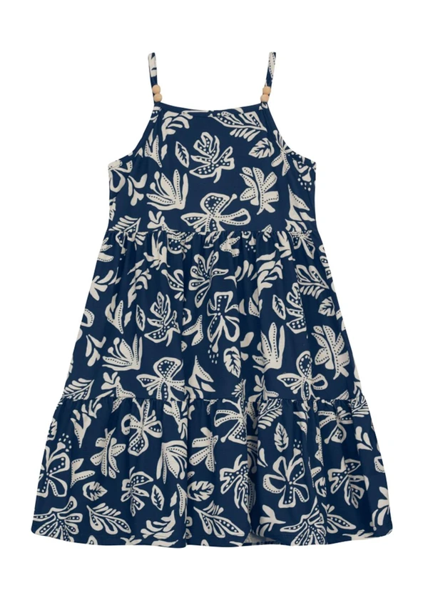 Brandili - Vestido Infantil Menina Florido Azul