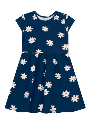 Brandili - Vestido Infantil Menina Florido Azul - BRANDILI